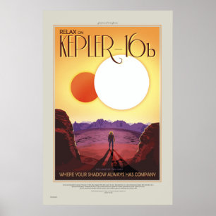 Poster de viagens retro da excursão Kepler-16b da