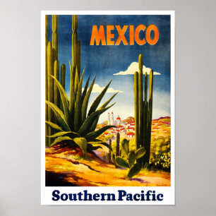 Poster de viagens retro de México do estilo