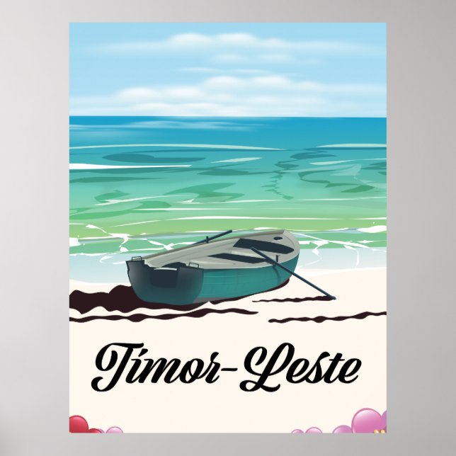 Poster de viagens retrô de Timor-Leste. (Frente)