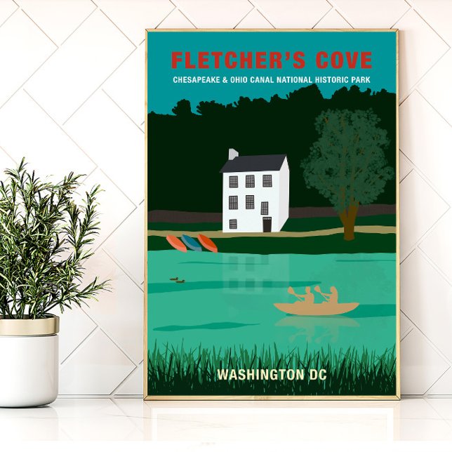 Poster de viagens Retro Fletcher Cove Washington D (Criador carregado)