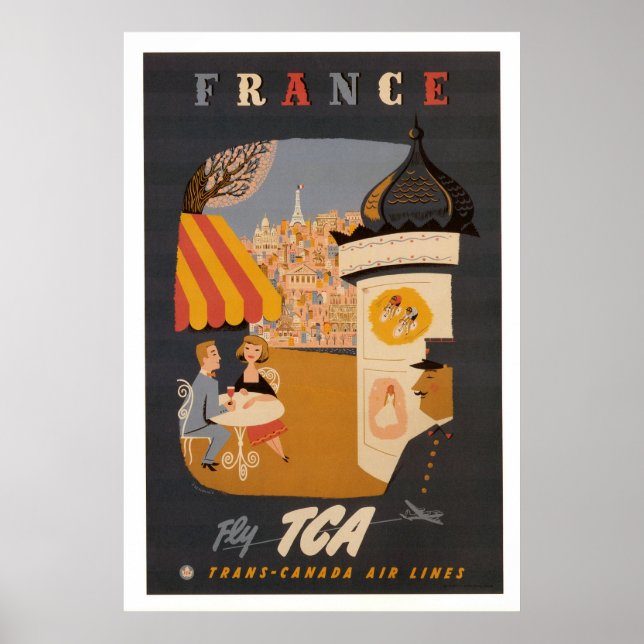 Poster de viagens Retro França (Frente)