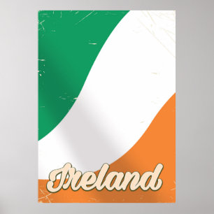 Poster de viagens retrô nacional de bandeira da I