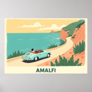 Poster de viagens Retroativo Mínimo da Costa Amalf