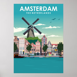 Poster de viagens Retroativo Mínimo do Amsterdam V
