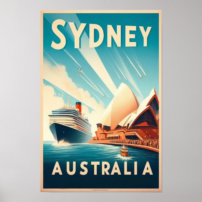 Poster de viagens Retroativo Sydney Austrália (Frente)