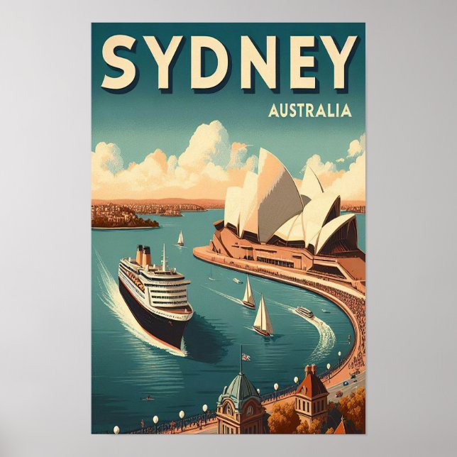 Poster de viagens Retroativo Sydney Austrália (Frente)