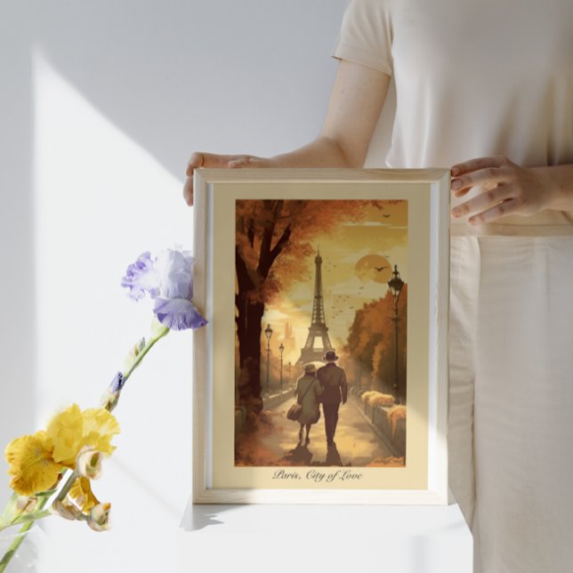 Poster de viagens, Romance em Paris personalizável (Criador carregado)