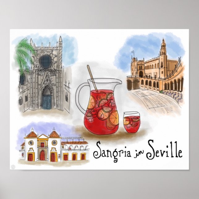 Poster de viagens: Sangria na Espanha de Sevilha (Frente)