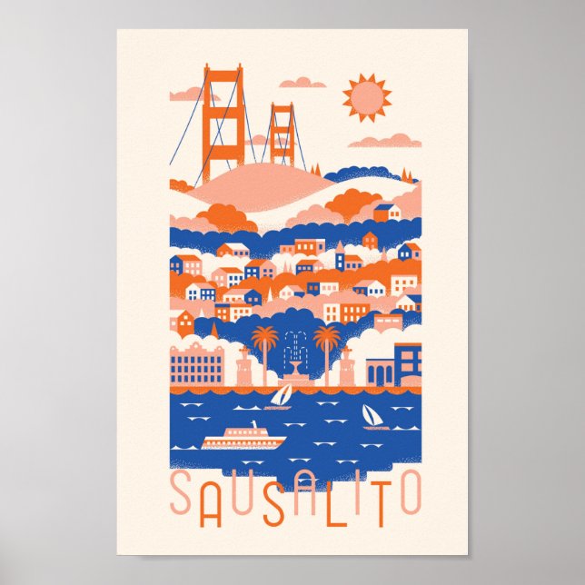 Poster de viagens Sausalito (Frente)