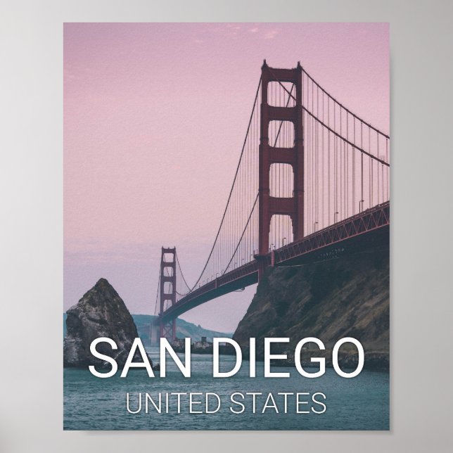 Poster de viagens Skyline da cidade de San Diego (Frente)
