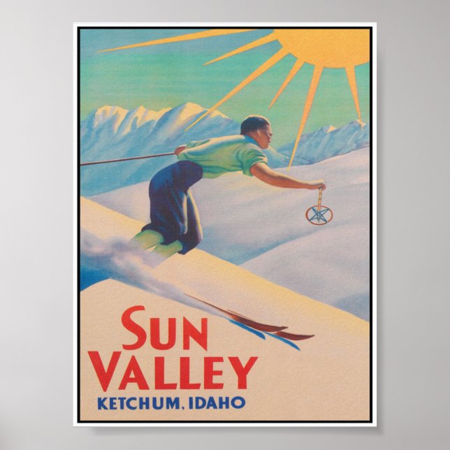 Poster de viagens Sun Valley Idaho Vintage Ski (Frente)
