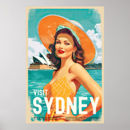 Poster de viagens Sydney Estilo Vintage