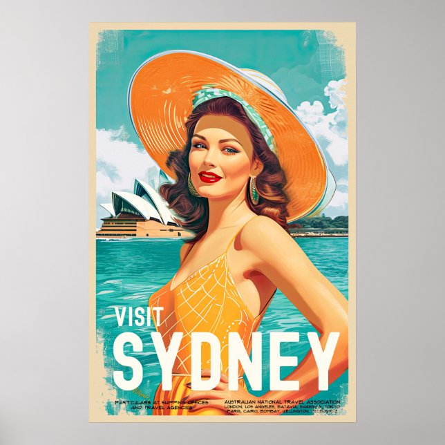 Poster de viagens Sydney Estilo Vintage (Frente)