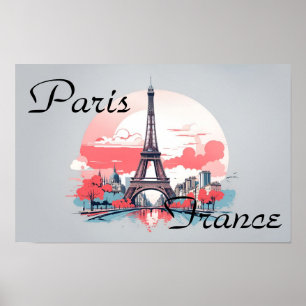 Poster de viagens Torre Eiffel de Paris França