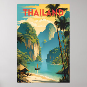 Poster de viagens tradicional da Tailândia