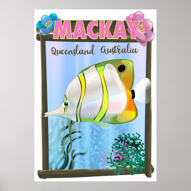 Poster de viagens tropical da Austrália Mackay (Frente)