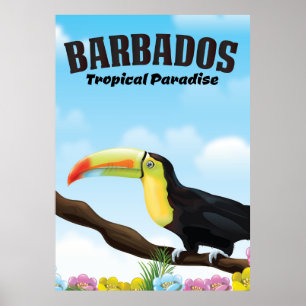 Poster de viagens tropical do paraíso de Barbados