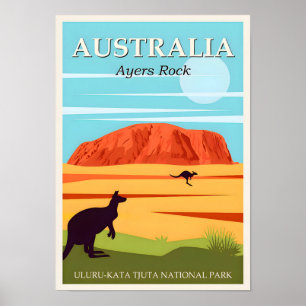 Poster de viagens Uluru-Kata da Austrália