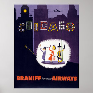 Poster de viagens Vintage Airline Windy City de Ch