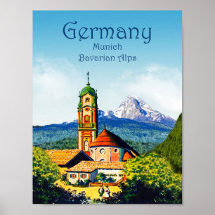 Poster de viagens Vintage Alemanha Munich Bavarian