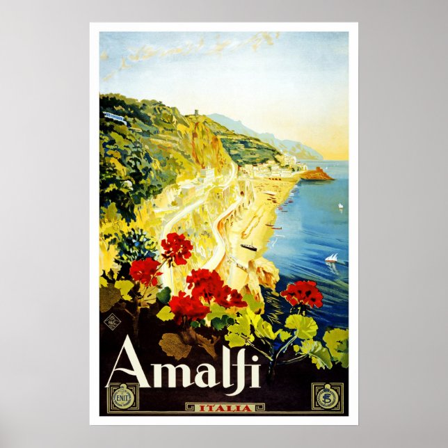 Poster de viagens Vintage Amalfi Itália Europa (Frente)