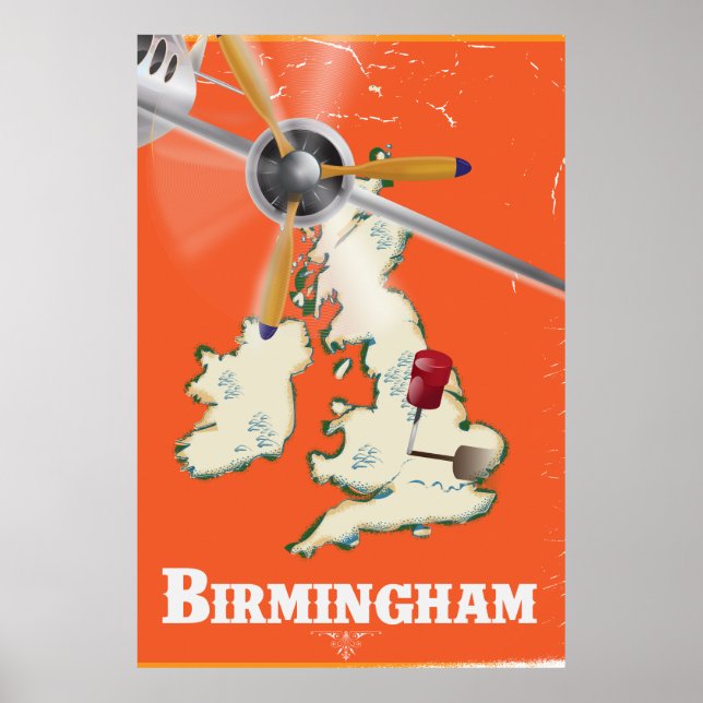 Poster de viagens Vintage Birmingham (Frente)
