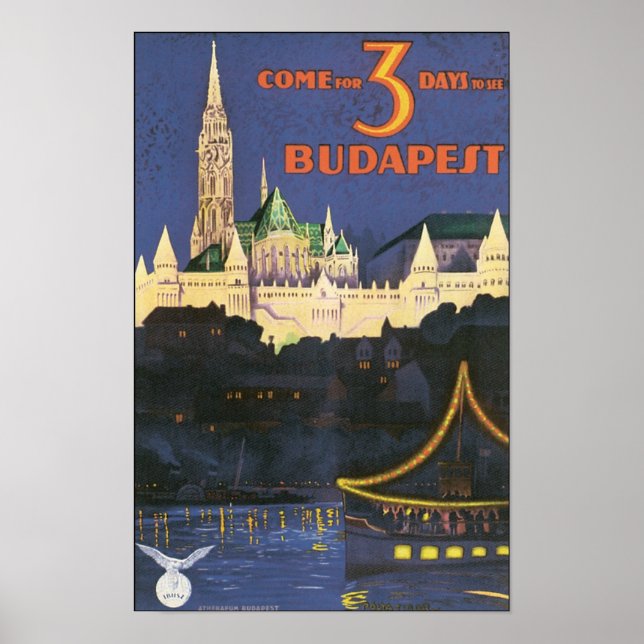 Poster de Viagens vintage Budapeste (Frente)