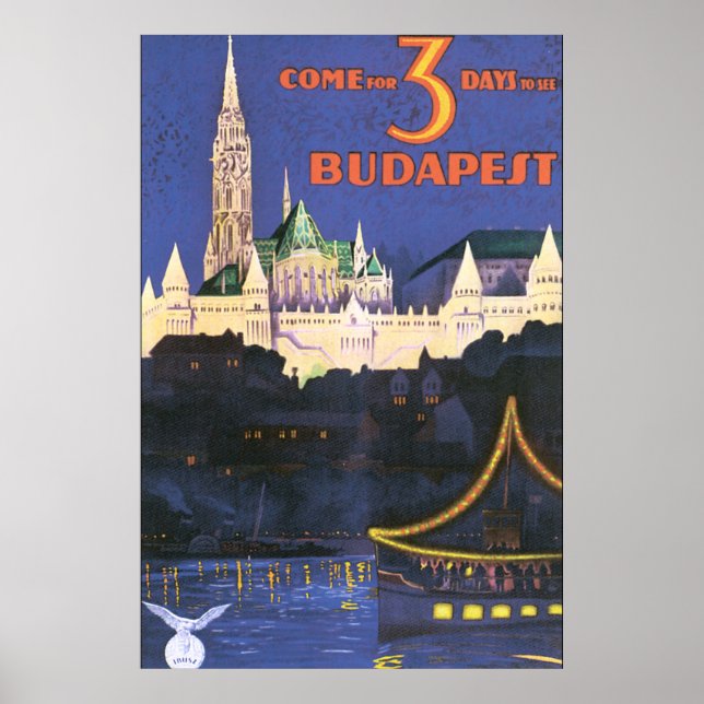 Poster de Viagens vintage Budapeste (Frente)
