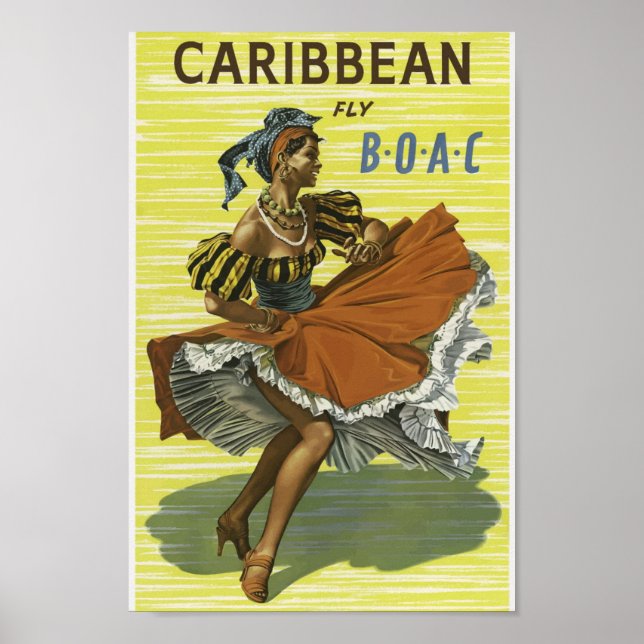 Poster de viagens Vintage Caribe (Frente)
