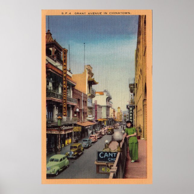 Poster de viagens Vintage Chinatown San Francisco (Frente)