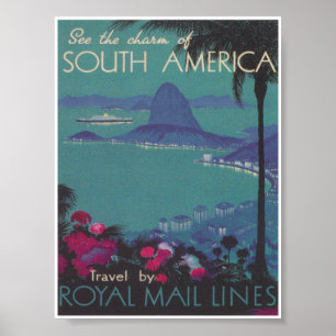 Poster de Viagens vintage da América do Sul