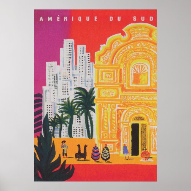 Poster de Viagens vintage da América do Sul (Frente)