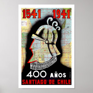 Poster de Viagens vintage da América do Sul do Chi