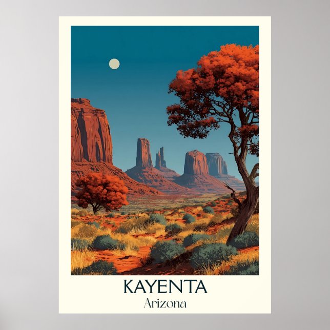 Poster de Viagens vintage da Arizona Kayenta | Ret (Frente)
