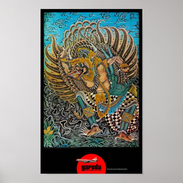 Poster de Viagens vintage da Indonésia restaurada (Frente)