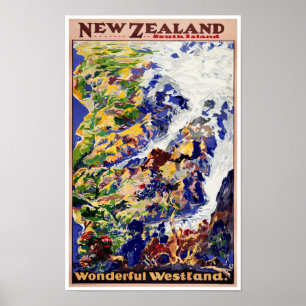 Poster de Viagens vintage da Nova Zelândia