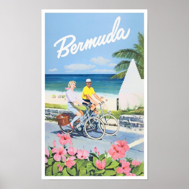 Poster de viagens vintage das Bermudas (Frente)