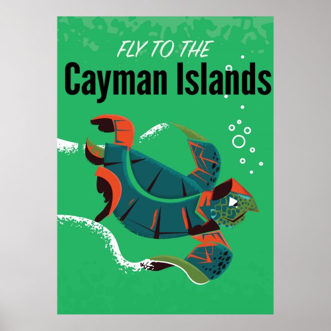 Poster de viagens vintage das Ilhas Cayman (Frente)