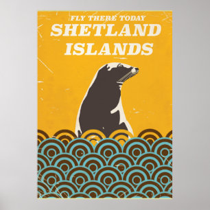 Poster de viagens vintage das ilhas Shetland