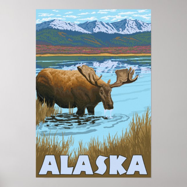 Poster de Viagens vintage de água do Bebendo (Frente)