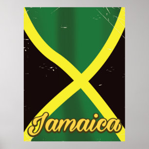 poster de viagens vintage de bandeira da Jamaica