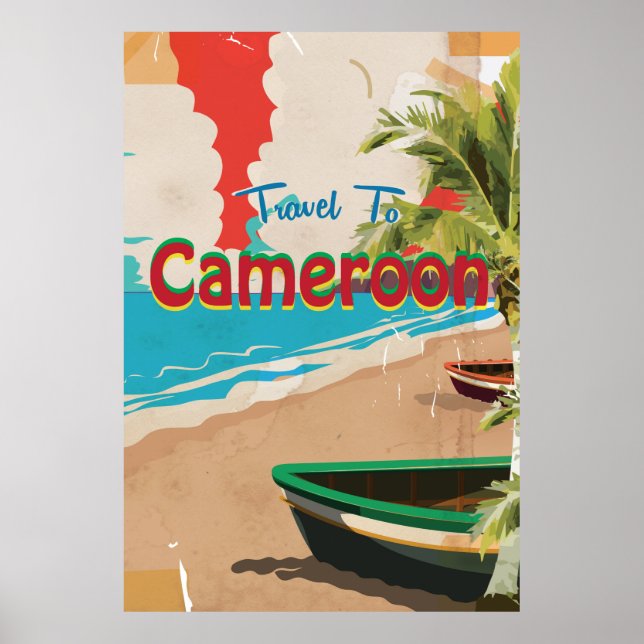 Poster de viagens vintage de Camarões (Frente)