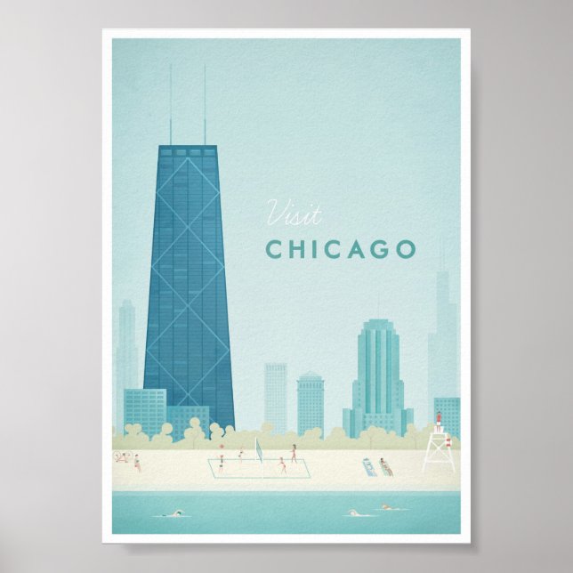 Poster de Viagens vintage de Chicago (Frente)
