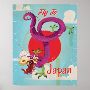 Poster de Viagens vintage de Dragão do Japão
