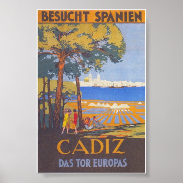 Poster de Viagens vintage de Espanha de placa (Frente)