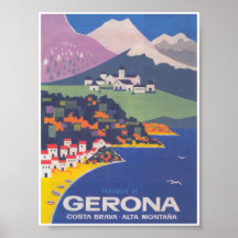 Poster de Viagens vintage de Espanha Girona