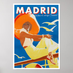 Poster de viagens vintage de Espanha Madrid