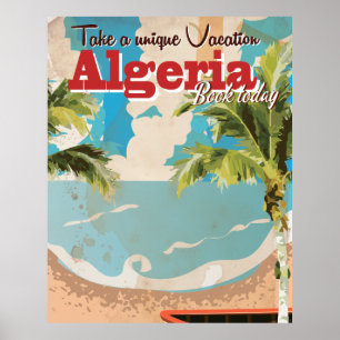 Poster de Viagens vintage de férias na Argélia.