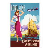 Poster de Viagens vintage de Hong Kong