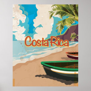 Poster de Viagens vintage de praia da Costa Rica